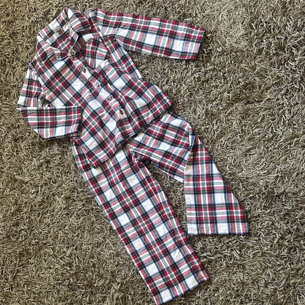 Old Navy Red and White Plaid Kids Pajama Set
